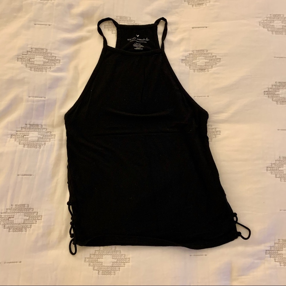 American Eagle Black Lace-up Tank